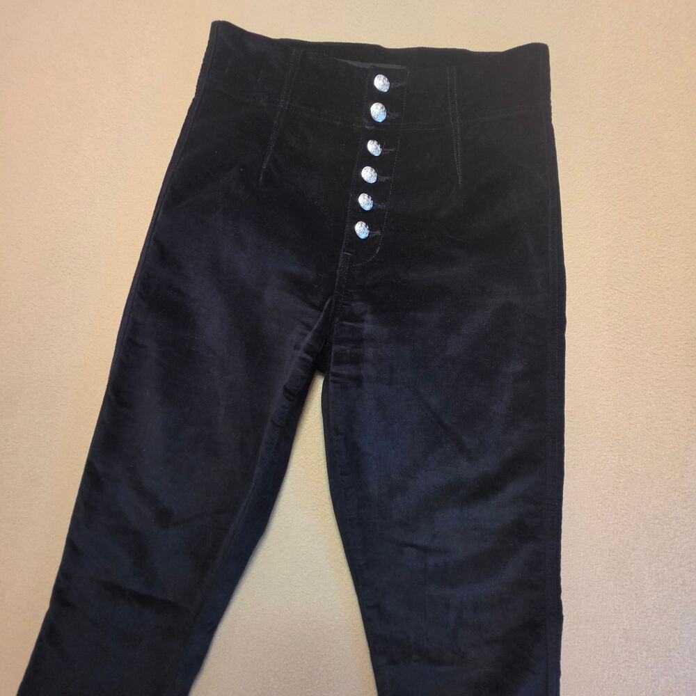 Veronica Beard Debbie High-Rise Velvet Skinny Jeans Pants Black Sz 28